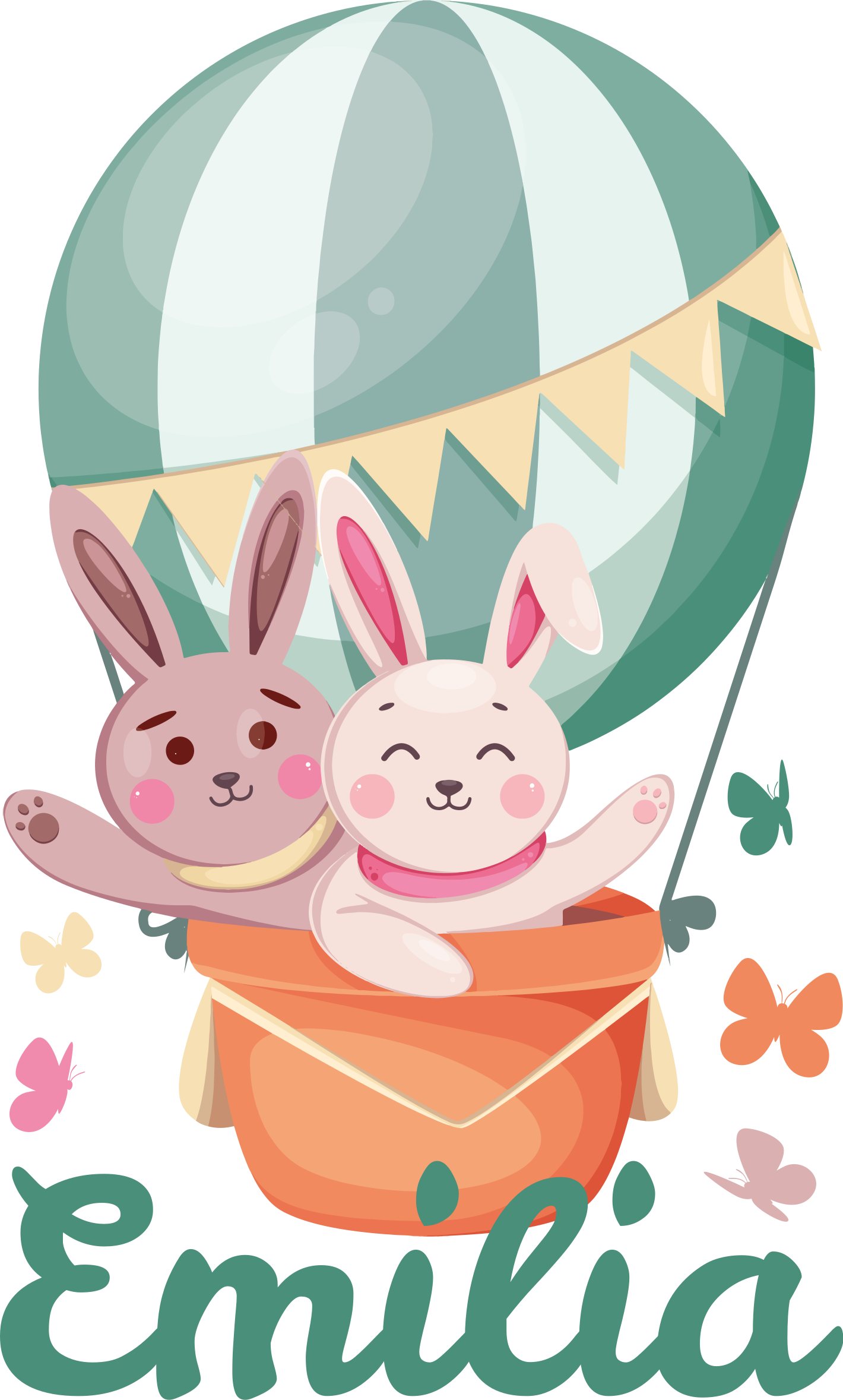 Tappeto vinile per bambini con coniglietti personalizzati - TenStickers