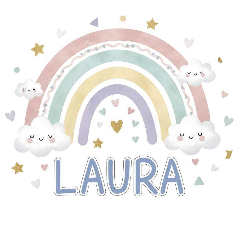 Tappeto vinile per bambini arcobaleno con nome - TenStickers