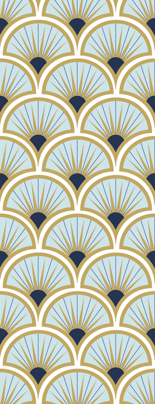 Tappeto vinile bagno tonalità blu art deco - TenStickers