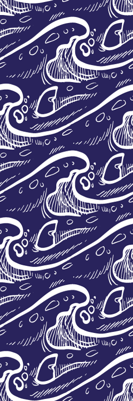 Tappeto vinile bagno sfondo a onde blu - TenStickers