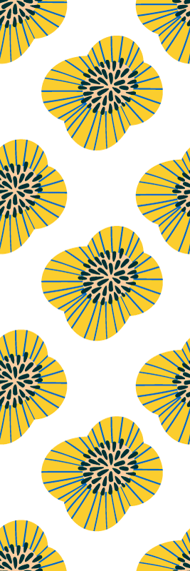 Tappeto vinile bagno grande motivo floreale blu e giallo - TenStickers
