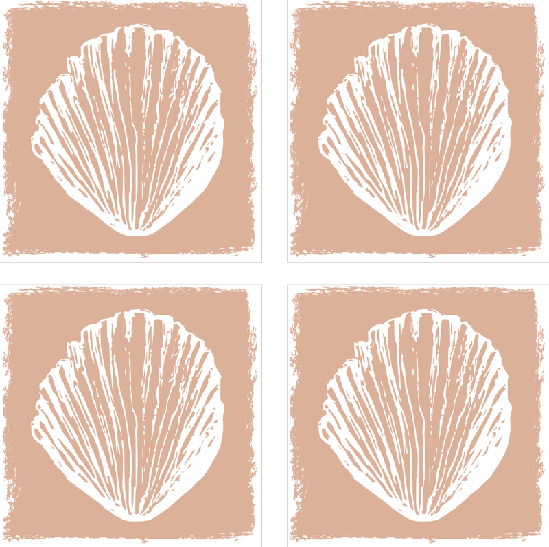 Tappeto vinile bagno motivo conchiglia beige - TenStickers
