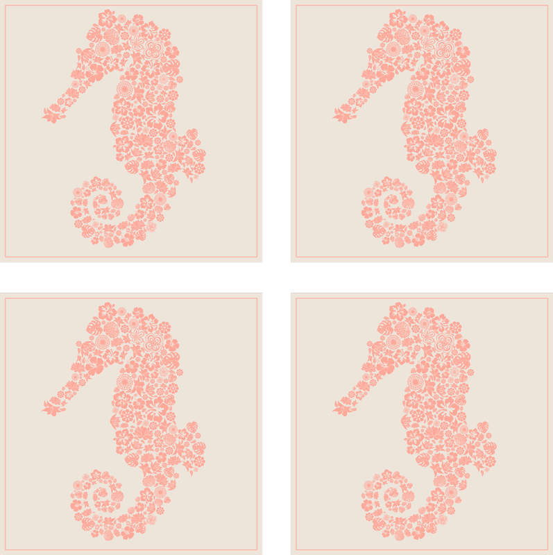 Tappeto vinile bagno cavalluccio marino floreale - TenStickers