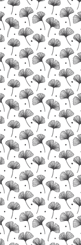 Tappeto vinile bagno motivo foglie di ginkgo bianche - TenStickers