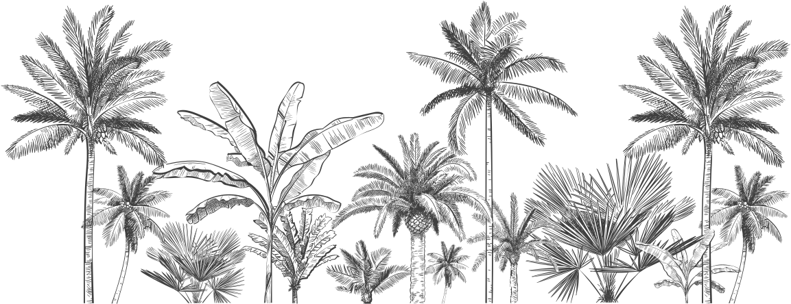 Tappeto vinile bagno schizzo alberi tropicali - TenStickers