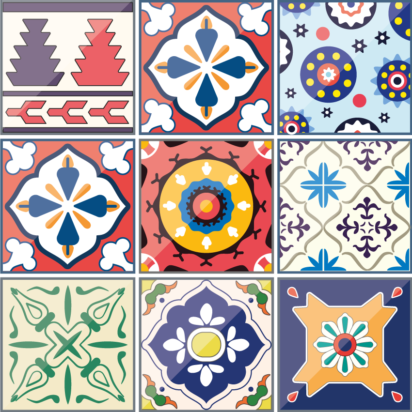 Tappeto pvc cucina piastrelle ornamentali colorate - TenStickers
