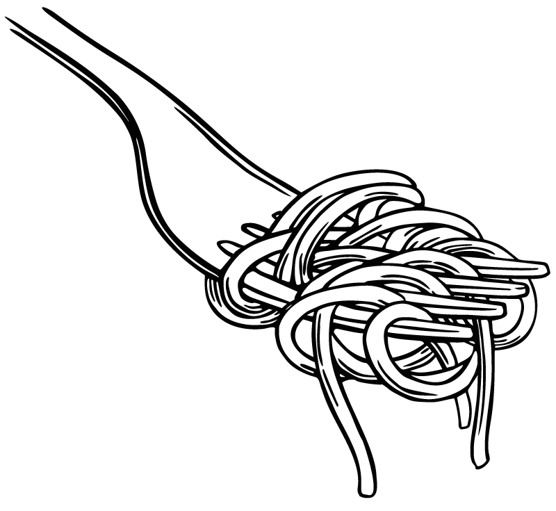 Tappeto pvc cucina stile incisione forchetta spaghetti - TenStickers
