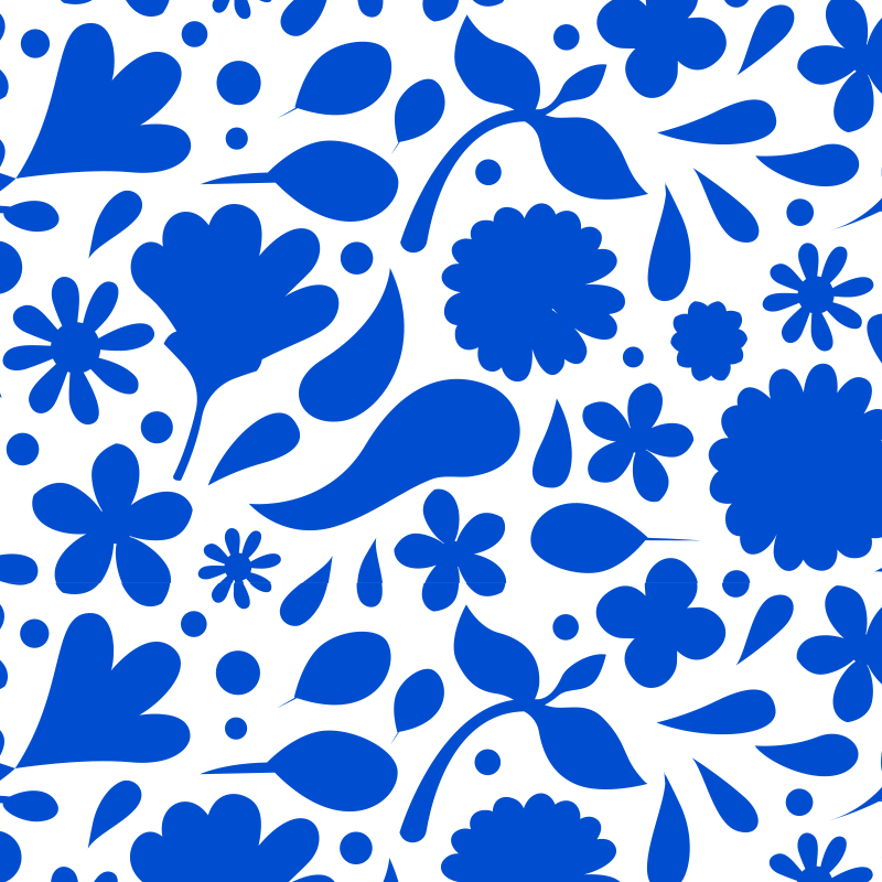 Tappeto pvc cucina fiori vari in blu di delft - TenStickers