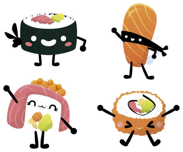 Tappeto pvc cucina sushi carino - TenStickers