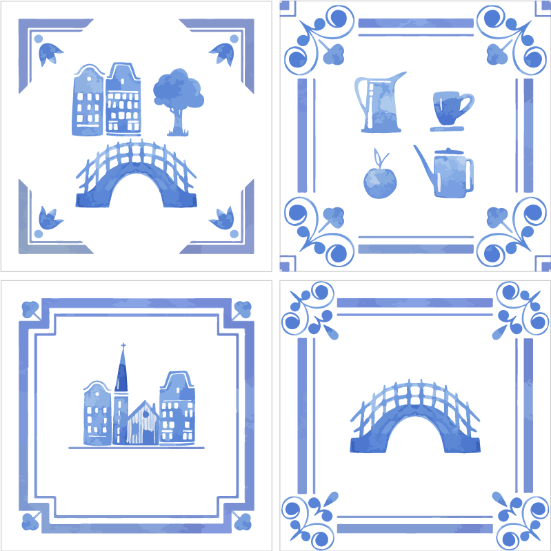 Tappeto pvc cucina case olandesi in delftware - TenStickers