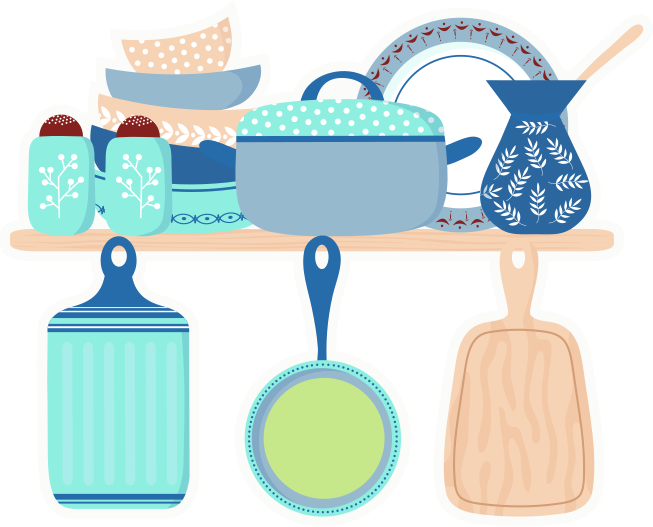Tappeto pvc cucina stoviglie in ceramica - TenStickers