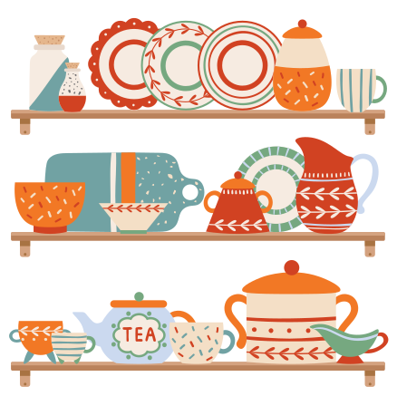 Tappeto pvc cucina stoviglie in esposizione - TenStickers