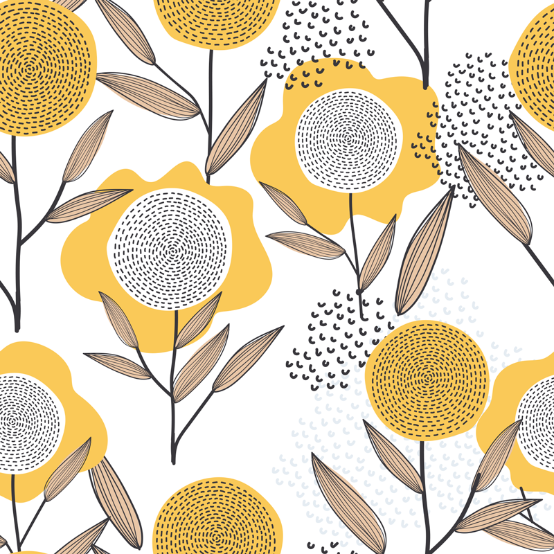 Tappeto pvc cucina motivo floreale astratto giallo - TenStickers