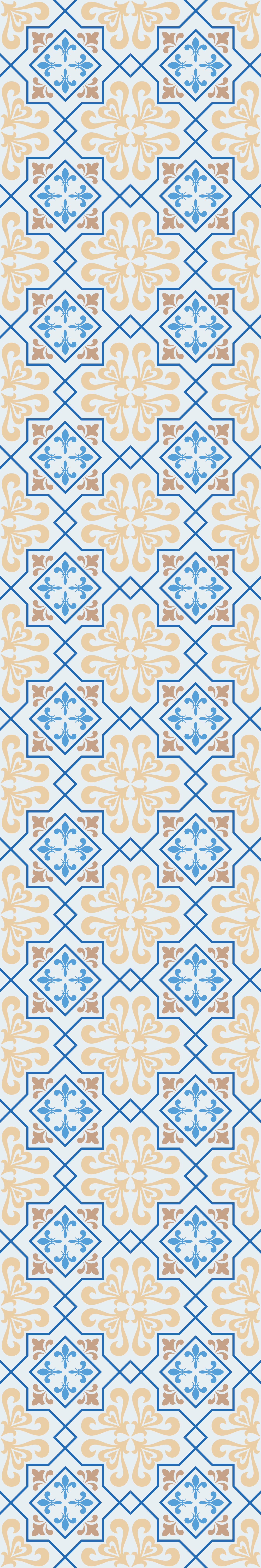 Tappeto pvc cucina motivo piastrelle portoghesi linee blu - TenStickers