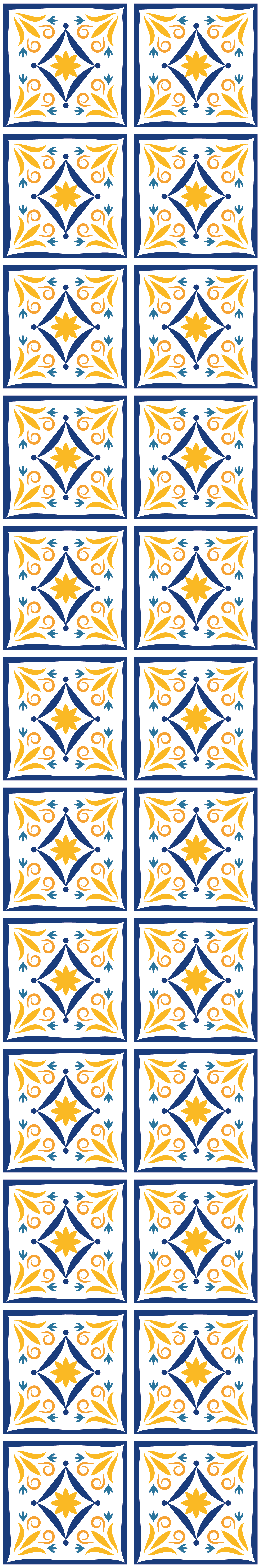 Tappeto pvc cucina piastrelle portoghesi blu e gialle - TenStickers