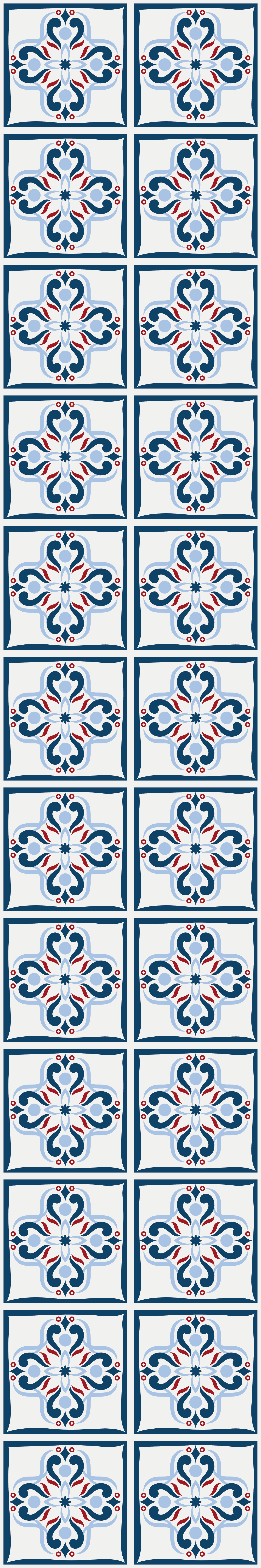 Tappeto pvc cucina piastrella portoghese blu e rossa - TenStickers