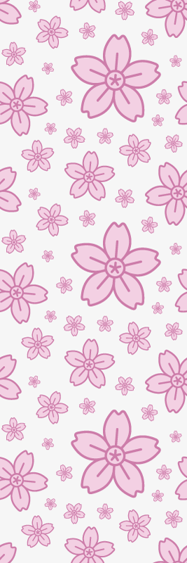 Tappeto vinile camera da letto fiori rosa su sfondo bianco - TenStickers