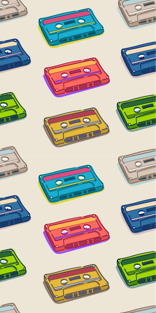 Tappeto vinile camera da letto motivo cassette retro - TenStickers