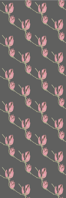Tappeto vinile camera da letto fiori di magnolia su grigio - TenStickers