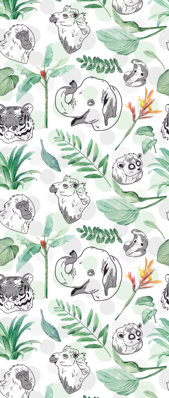Tappeto vinile camera da letto animali e piante acquello - TenStickers
