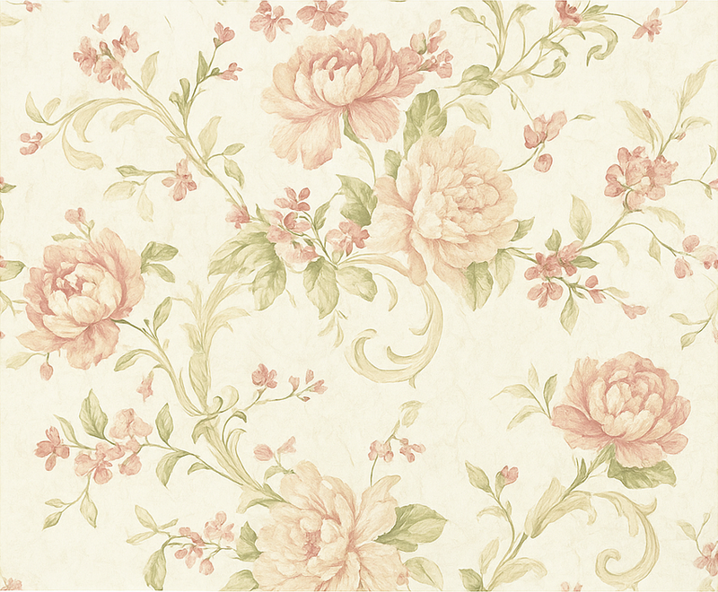 Tappeto vinile camera da letto rosa chiaro floreale vintage - TenStickers