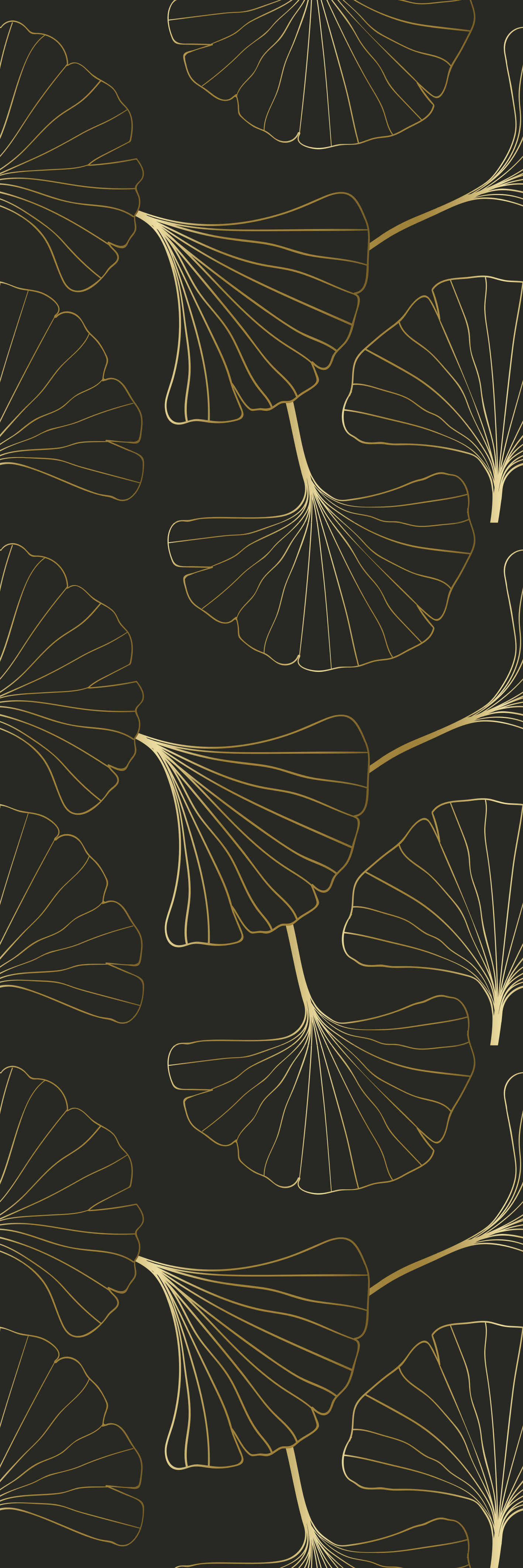 Tappeto vinile ufficio foglie di ginkgo charcoal oro - TenStickers