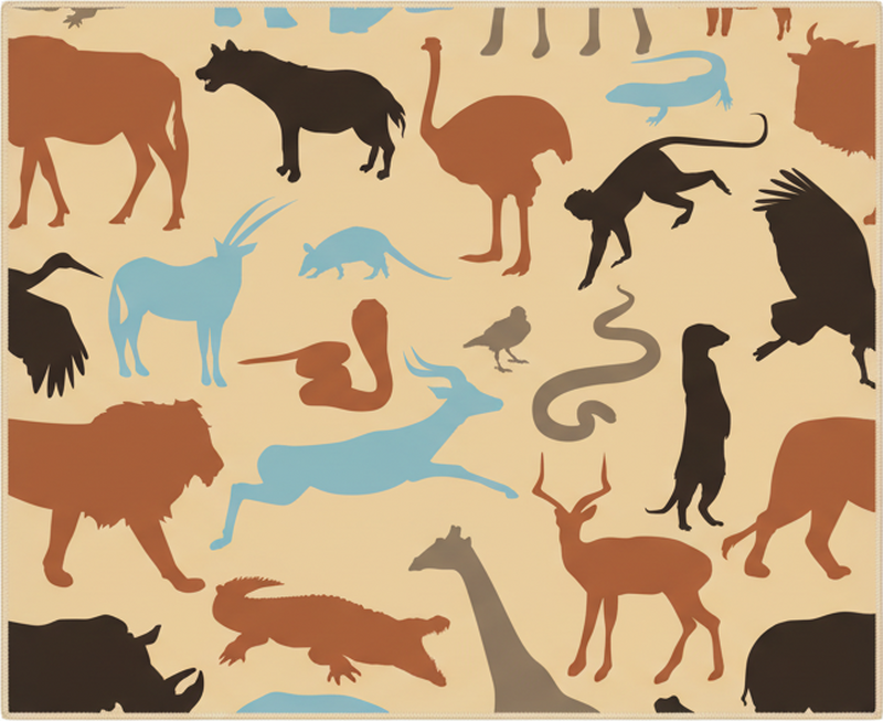 Tappeto vinile camera da letto silhouette animali safari - TenStickers