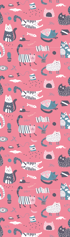 Tappeto vinile camera da letto gattini nordici - TenStickers