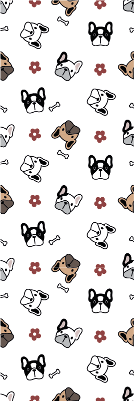 Tappeto vinile camera da letto fiori e bulldog francese - TenStickers
