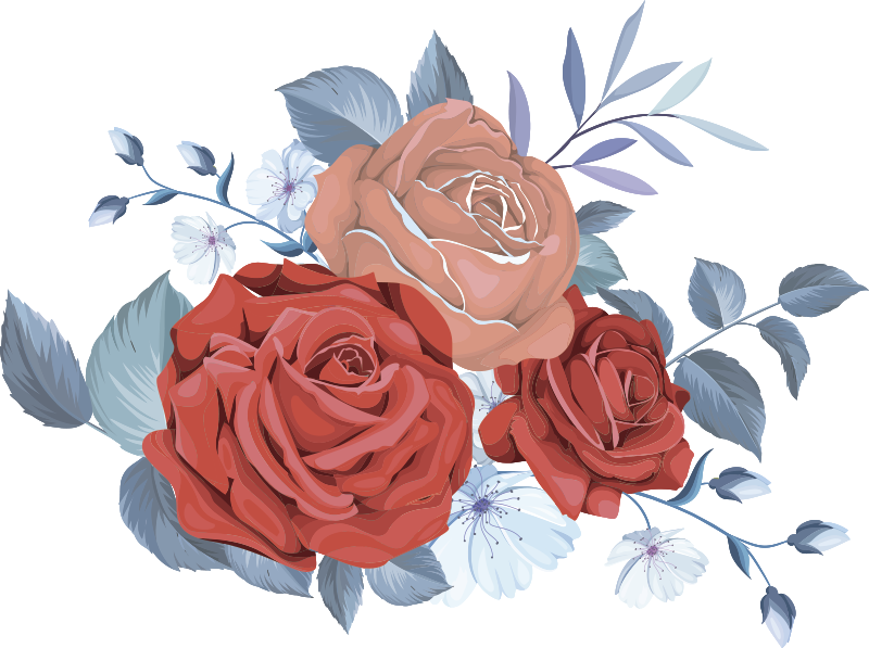 Tappeto vinile camera da letto fiori bouquet blu - TenStickers