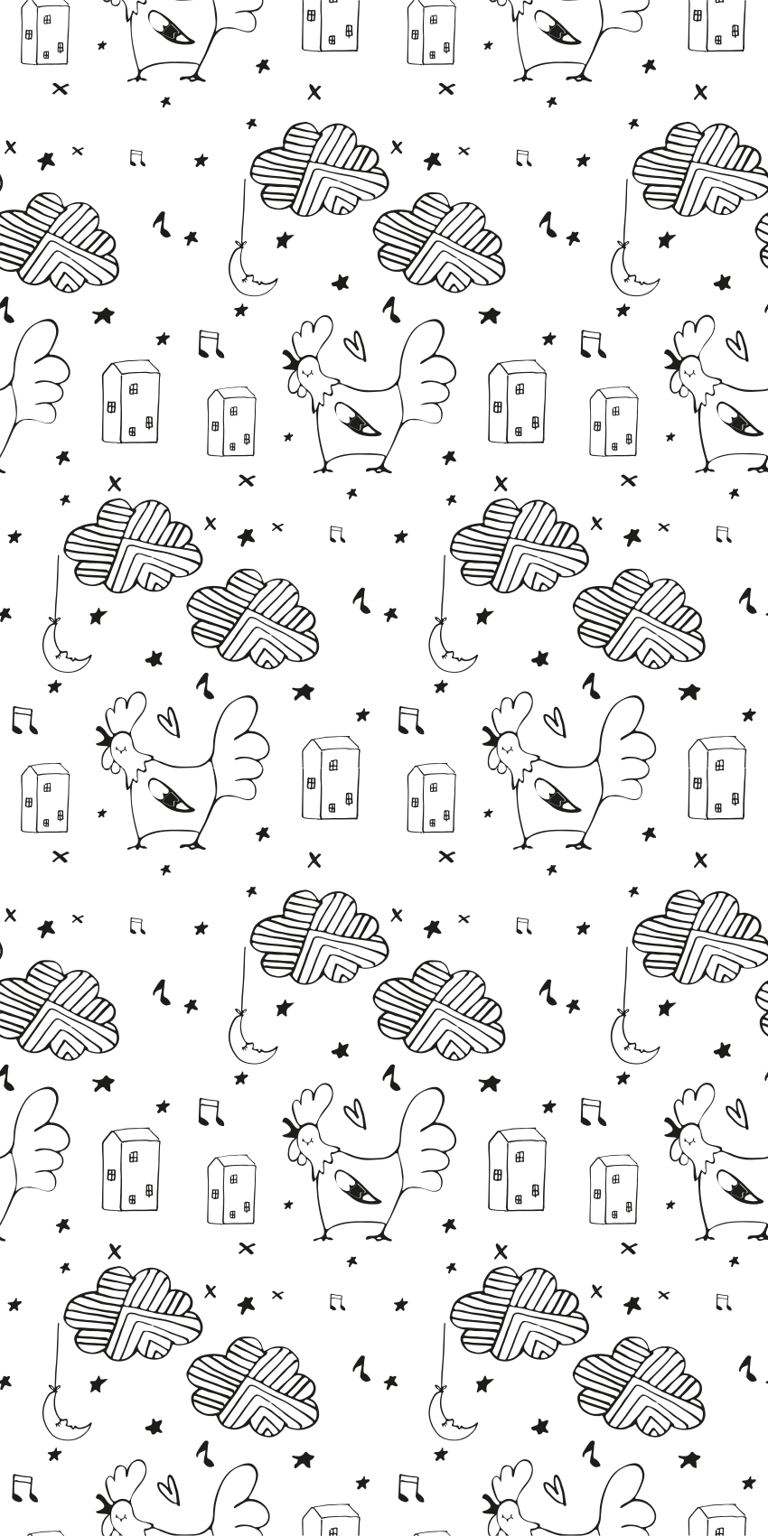 Tappeto vinile nordico galline bianche e nere - TenStickers