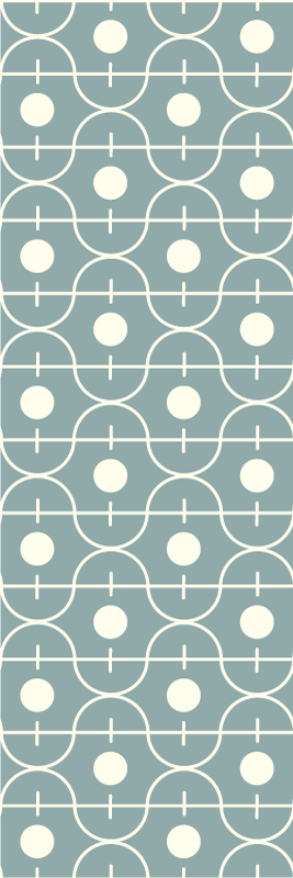 Tappeto vinile nordico motivo giapponese blu geometrico - TenStickers