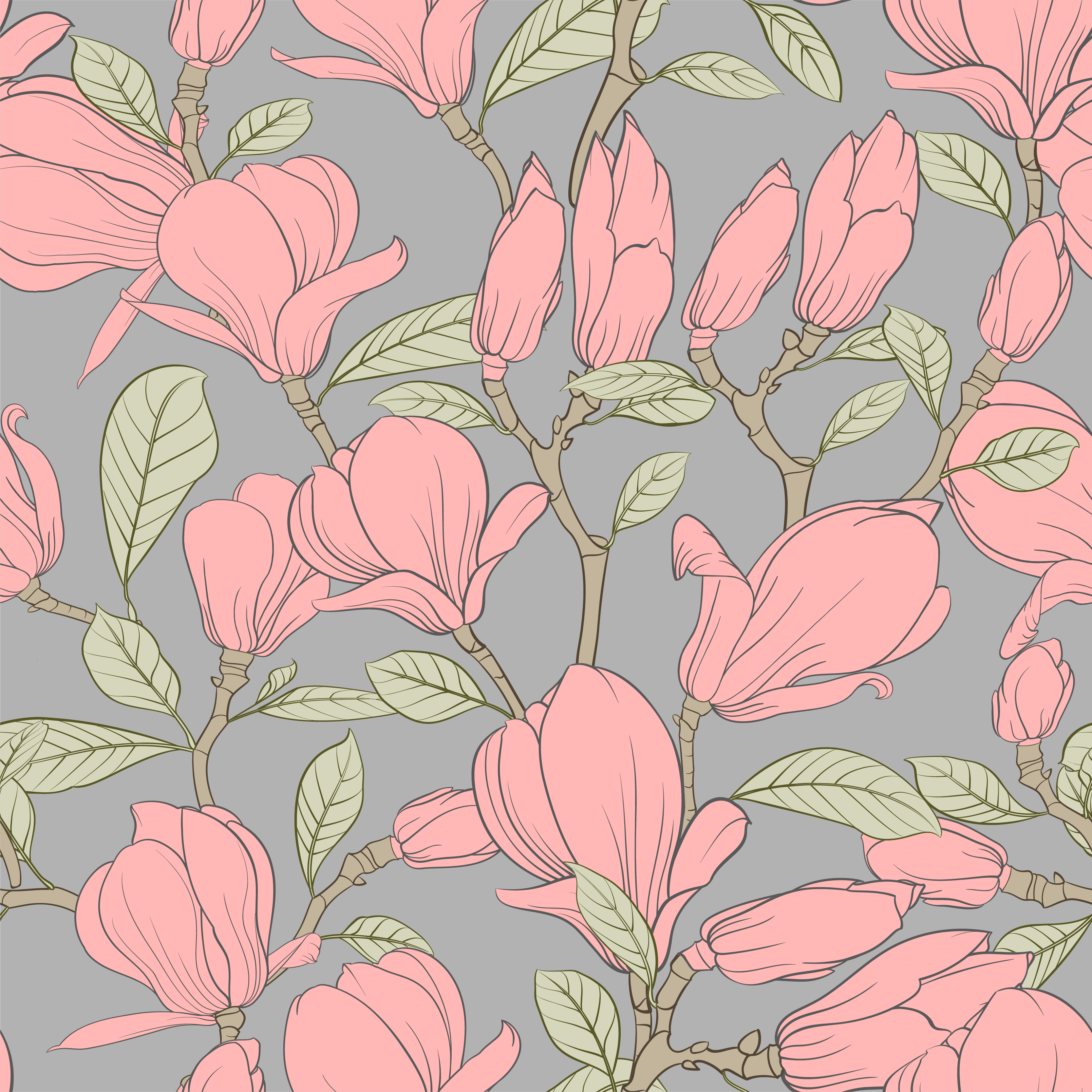 Tappeto vinile natura fiori e foglie rosa - TenStickers