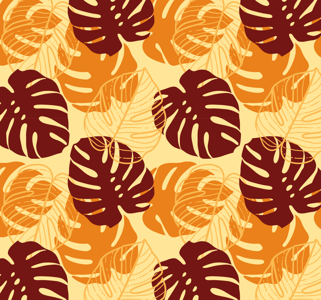 Tappeto vinile natura monstera rossa e gialla - TenStickers