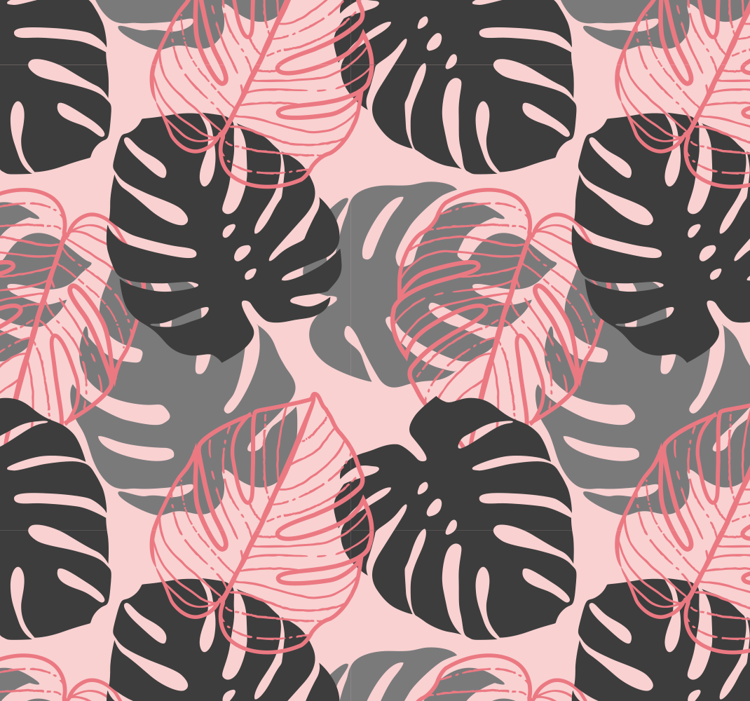 Tappeto vinile natura rosa e grigio monstrosa - TenStickers