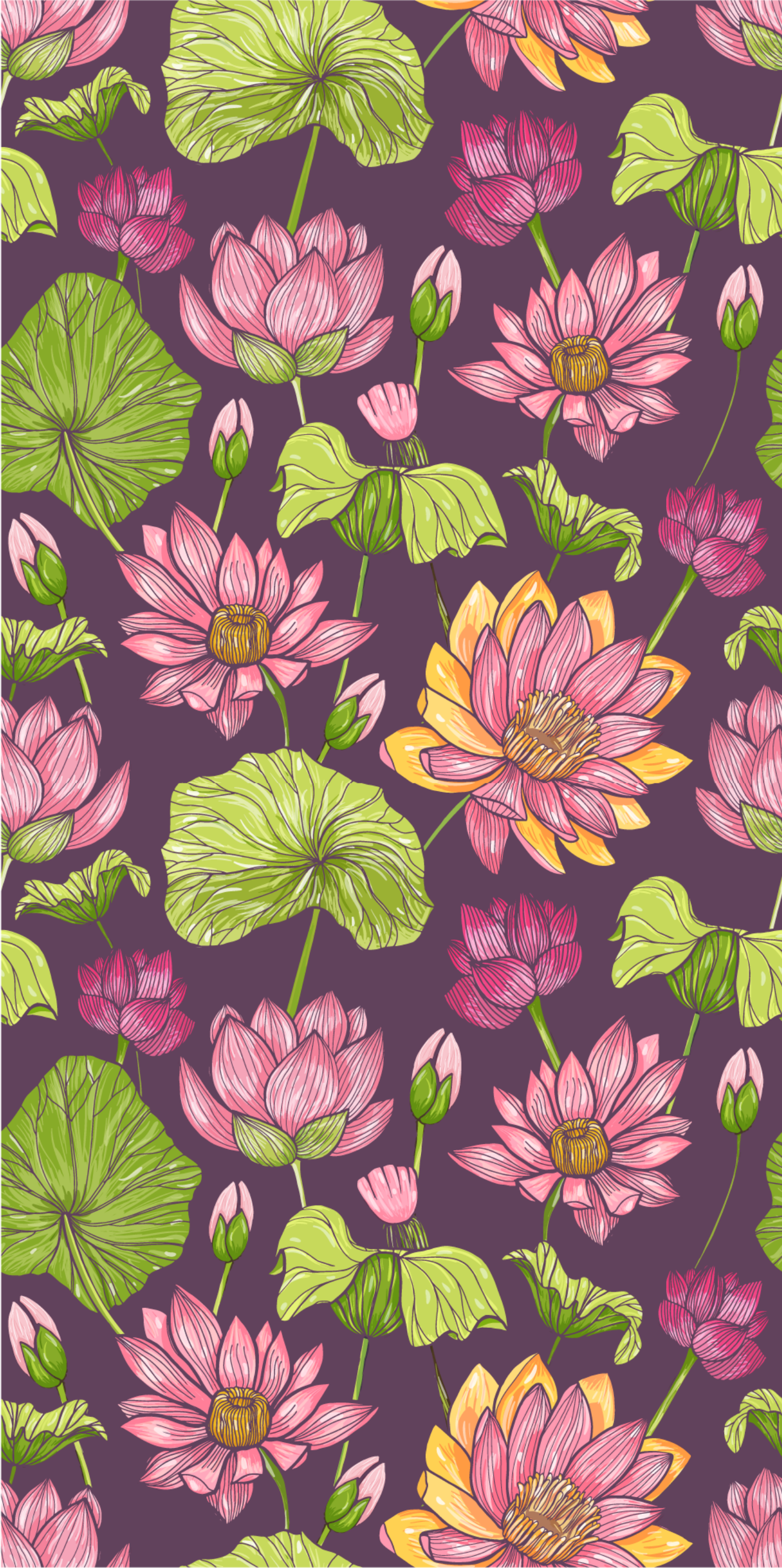 Tappeto vinile natura foglie e fiori di loto - TenStickers