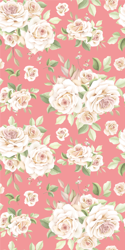Tappeto vinile natura rose rosa vintage su sfondo bianco - TenStickers