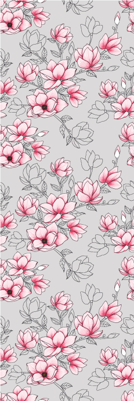 Tappeto vinile natura fiori di magnolia su sfondo argento - TenStickers