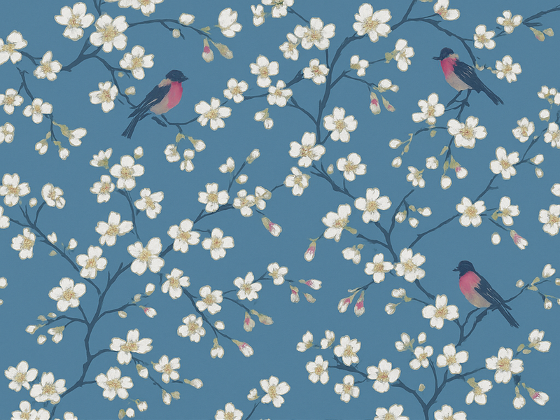 Tappeto vinile natura uccelli del giardino blu - TenStickers