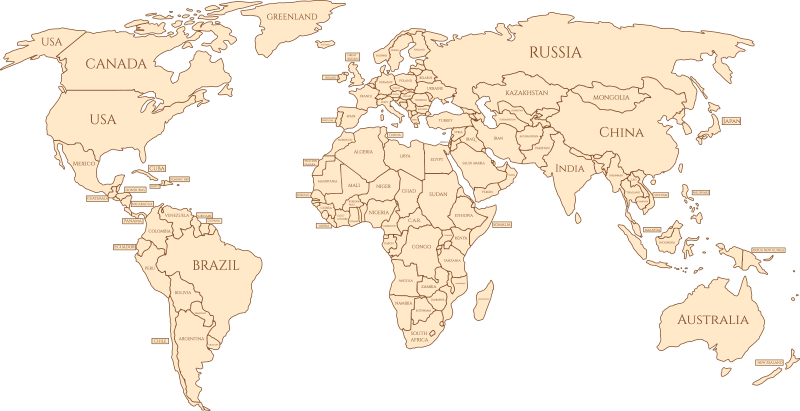 Tappeto vinile mappamondo con nomi geografici - TenStickers