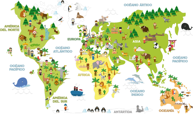 Tappeto vinile mappamondo mappamondo bambini paesi - TenStickers