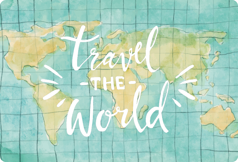 Tappeto vinile mappamondo mappa del mondo da viaggio - TenStickers