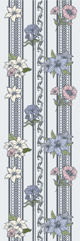 Tappeto vinile vintage design a righe floreali - TenStickers