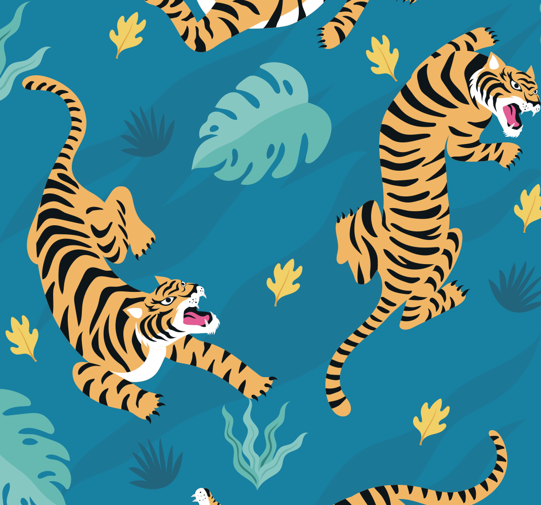 Tappeto vinile animali carta da parati tigri - TenStickers