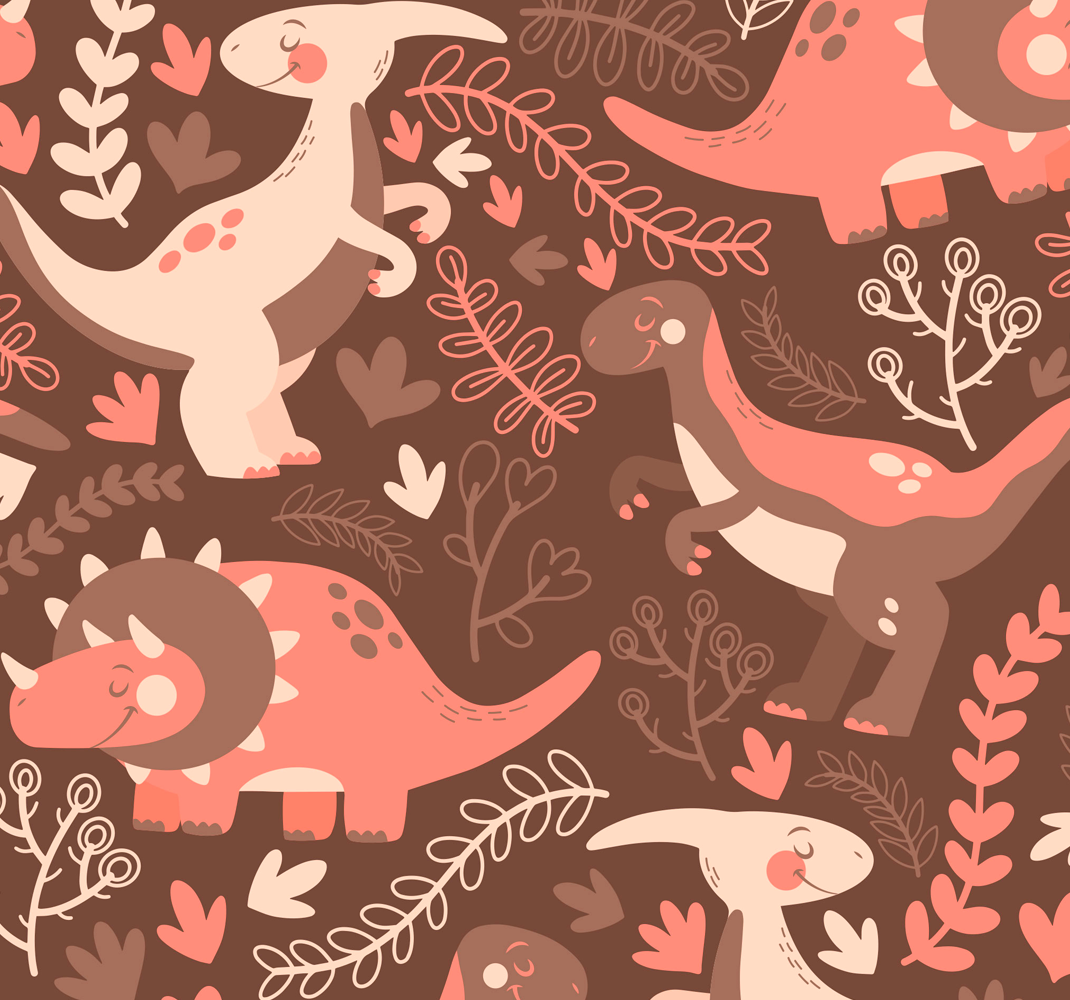Tappeto vinile animali dinosauri e foglie - TenStickers