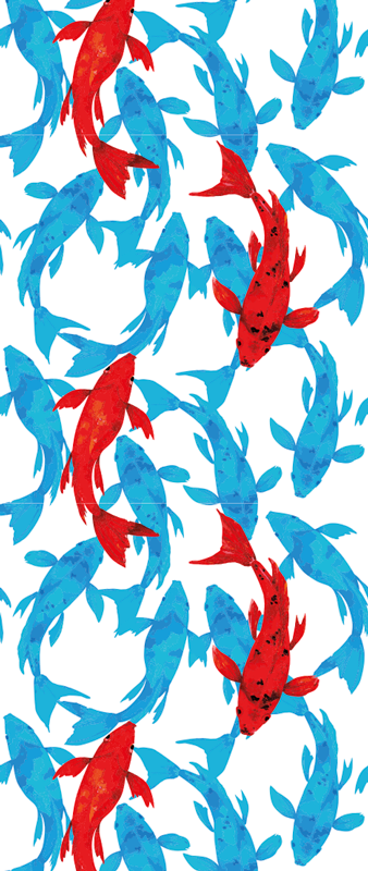 Tappeto vinile animali banco di pesci con accento rosso - TenStickers