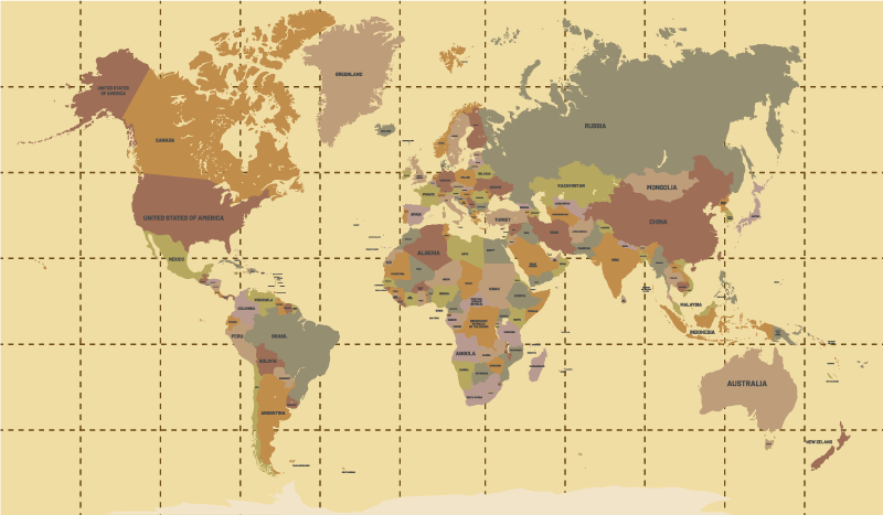 Tappeto vinile mappamondo beige vintage - TenStickers