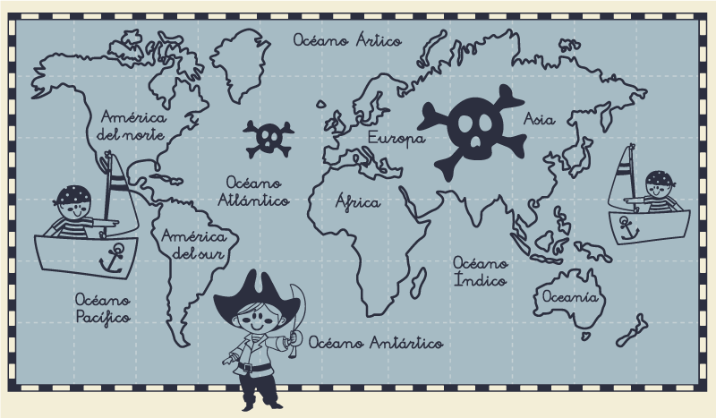 Tappeto vinile mappamondo pirata - TenStickers