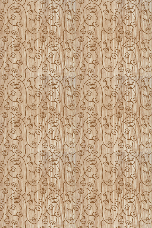 Tappeto vinile motivi donne disegnate astratte beige - TenStickers