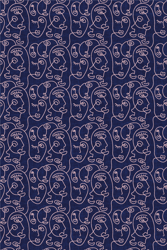 Tappeto vinile motivi donne disegnate blu astratte - TenStickers